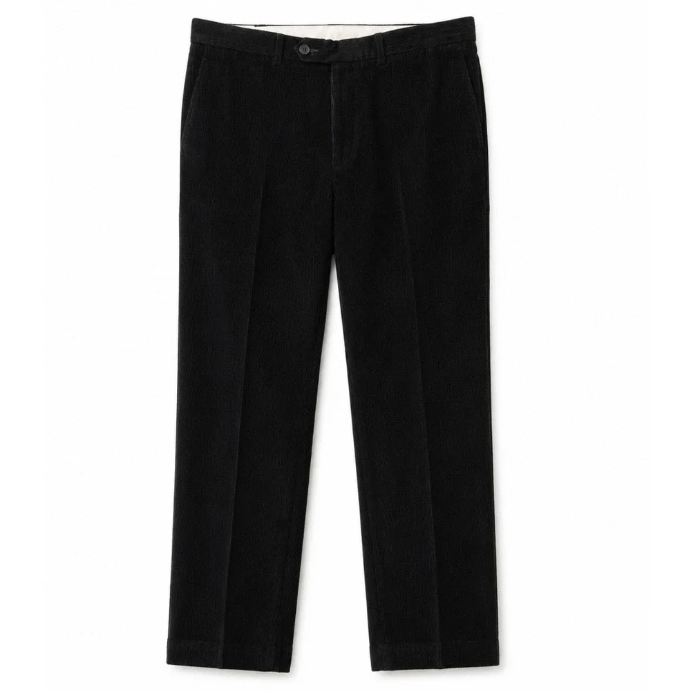 Lauren Ralph Lauren Mens Black Corduroy Pants Straight Leg Cotton 34W x 32L‎